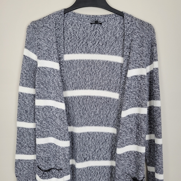 Talbots Womens Navy Striped Marled Duster Long Cardigan Size Petite 100% Cotton - Picture 7 of 10